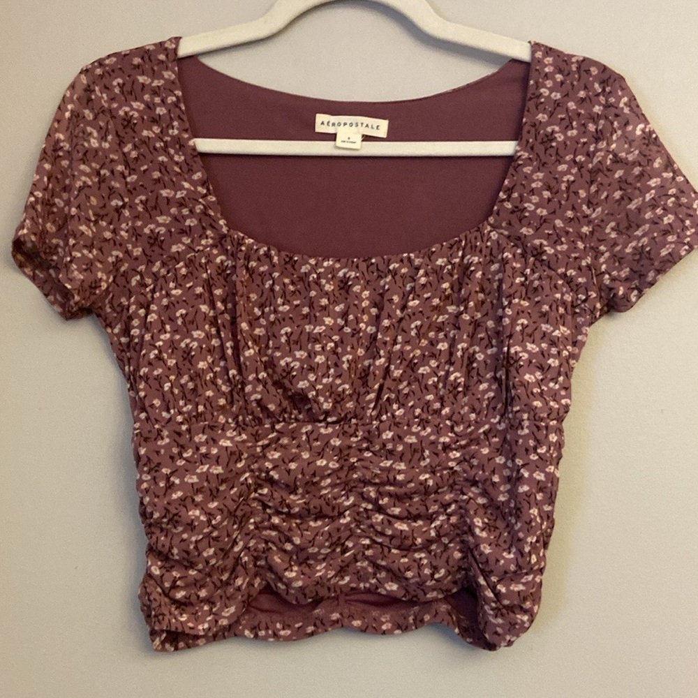 ⭐️ Y2K Aeropostale Ditsy Floral ruched cropped top size s